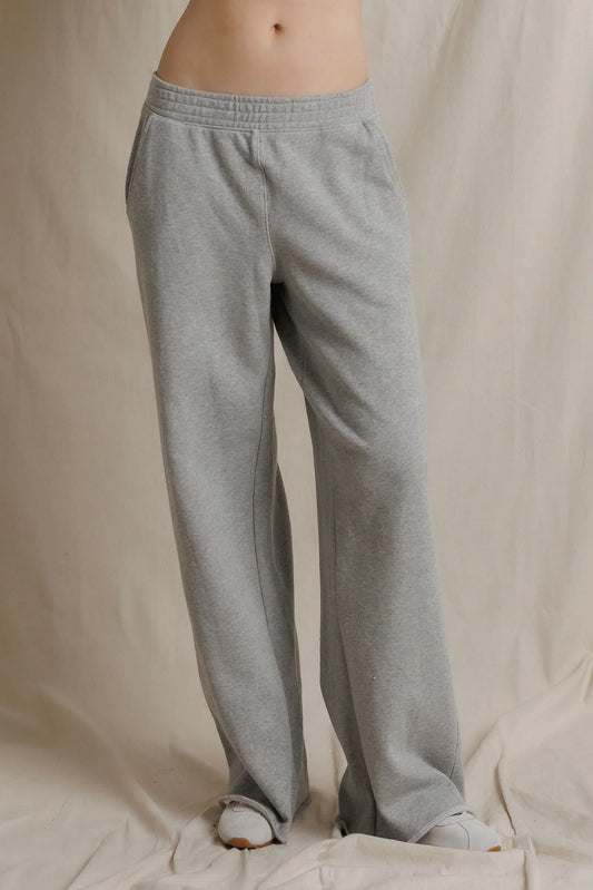 perfectwhitetee - leni french terry pull on pants with pockets - heather grey