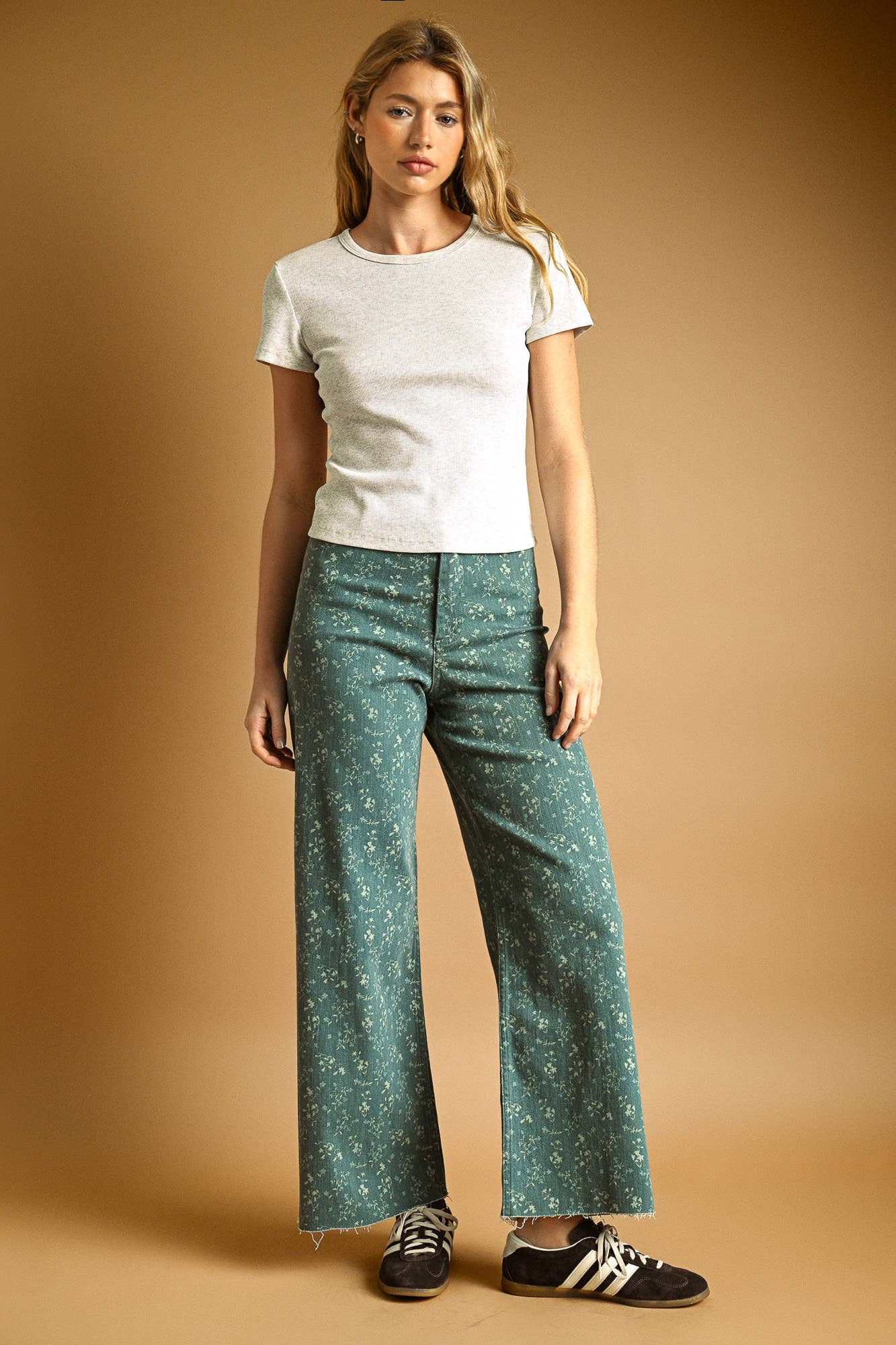 Tessa Floral Print Pants - Toasted Vanilla