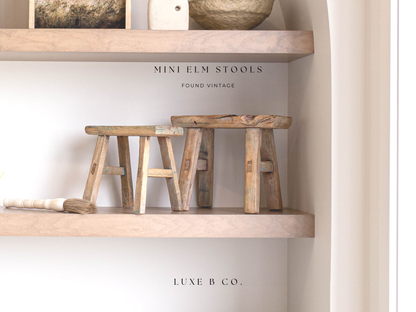 Vintage Small Wooden Stool Old Rustic Elm Wood Display Riser