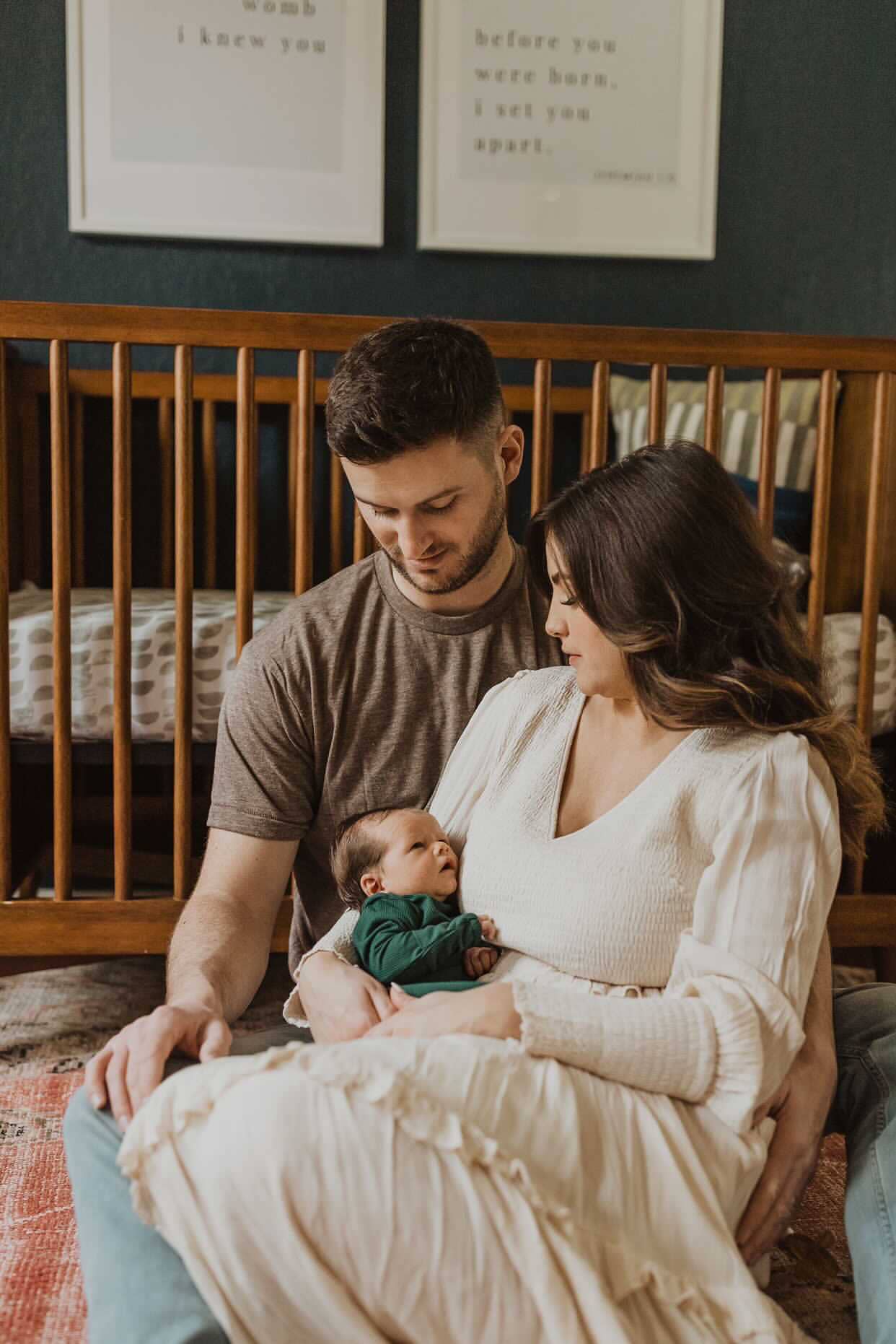 Three Little Tots - Forest Green Ribbed Knotted Newborn Baby Gown Sleepwear