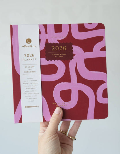 Idlewild Co. - 2026 Hardcover Planner, Magenta Squiggle