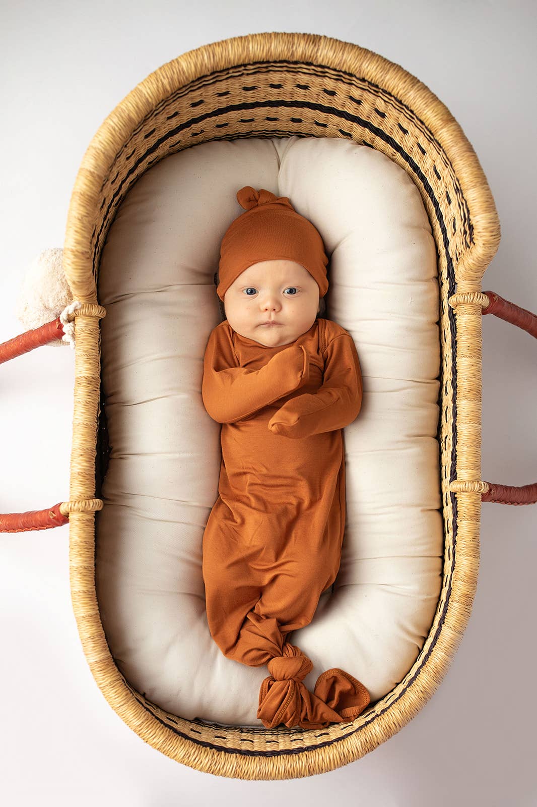 Three Little Tots - Saddle Longhorn Orange Western Knotted Newborn Baby Gown
