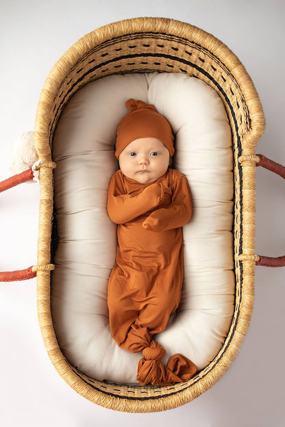 Three Little Tots - Saddle Longhorn Orange Western Knotted Newborn Baby Gown