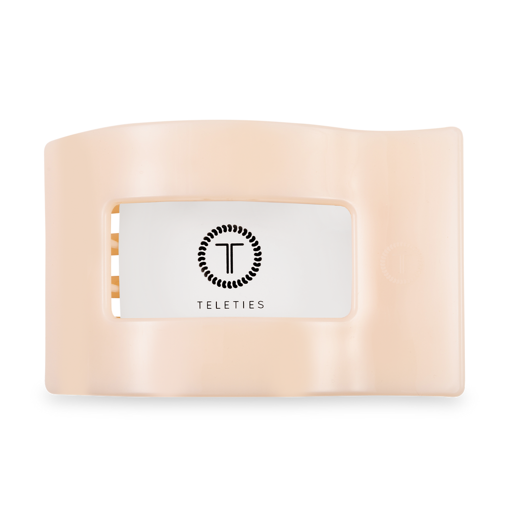 TELETIES - Flat Rectangle Hair Clip | Large | Almond Beige