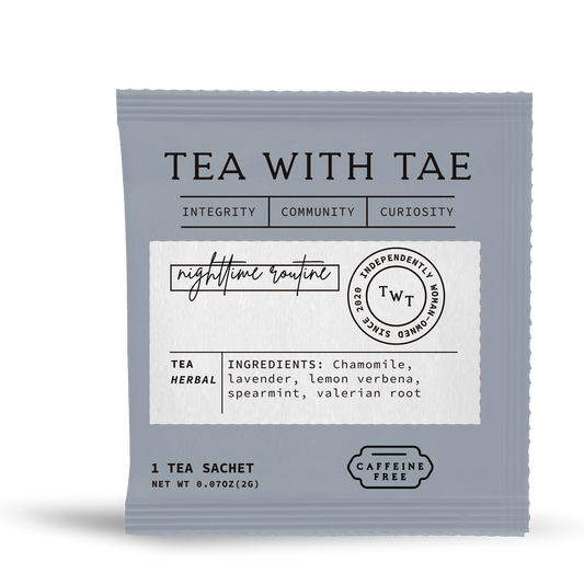 Tea with Tae - Nighttime Routine Herbal Sleep Tea - Individually Wrapped Tea Bag