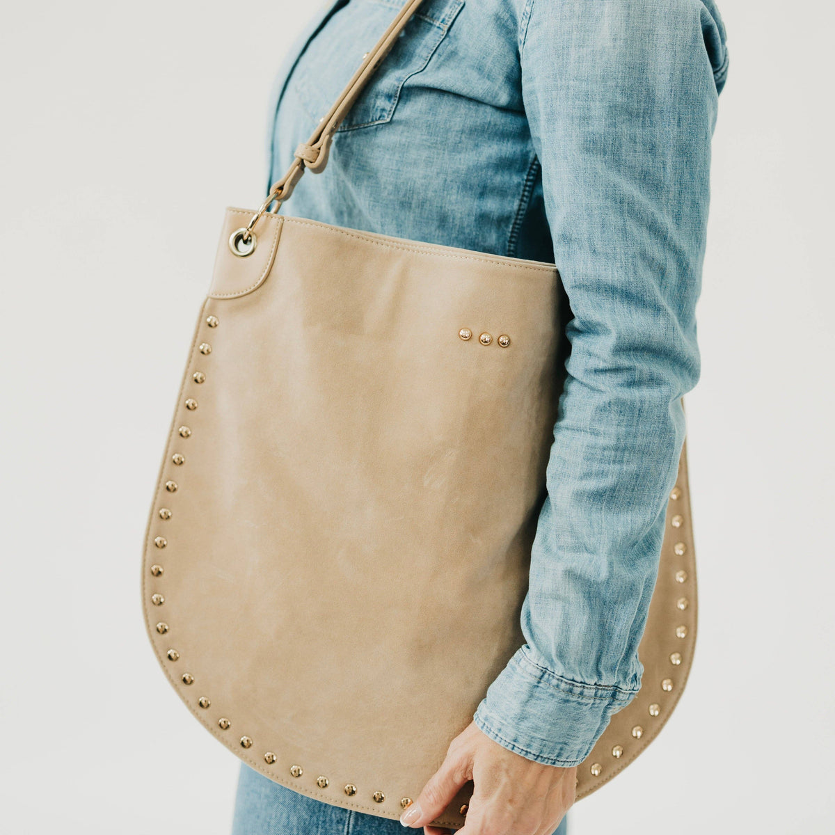 Pretty Simple - Rosalie Rivet Suede Hobo Bag