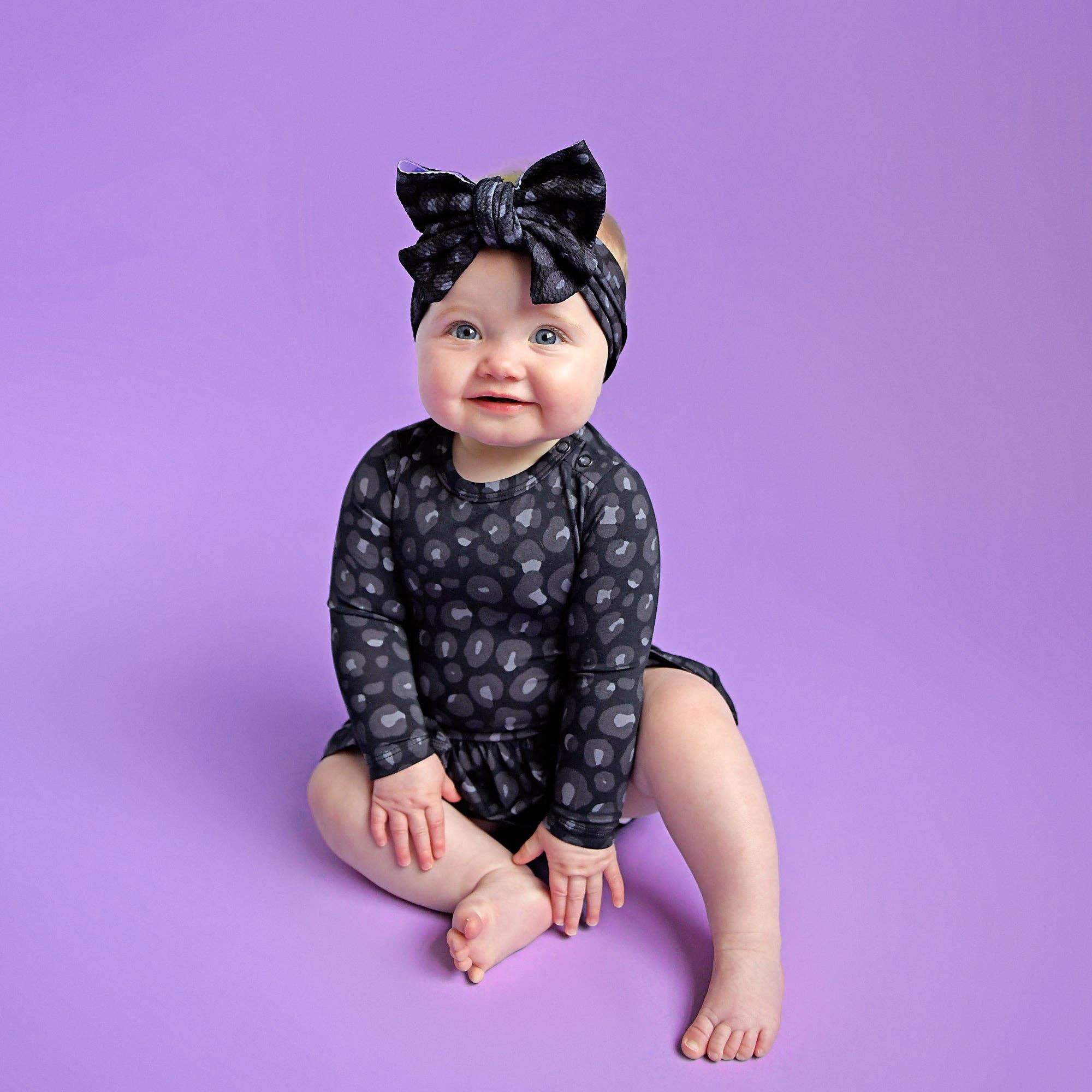 Gigi and Max - Ash Black Leopard Headwrap Halloween Hair Accessory Headband