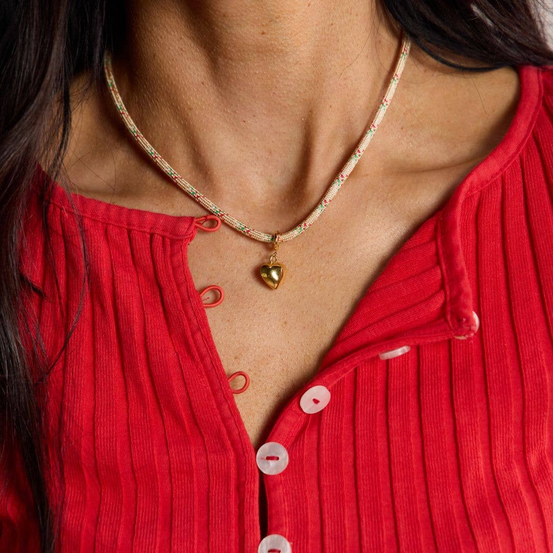 Nickel and Suede - Gold Puffy Heart Charm
