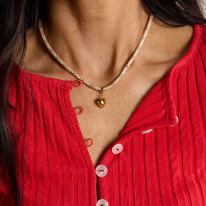 Nickel and Suede - Gold Puffy Heart Charm