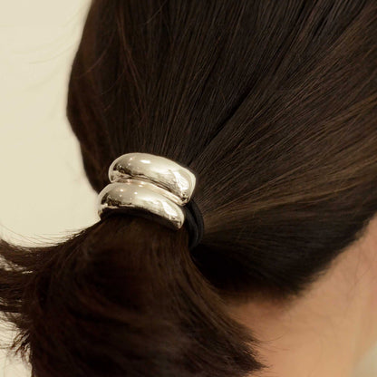 nar'sha - Mini Double Arch Metal Ponytail Hair Tie | Silver