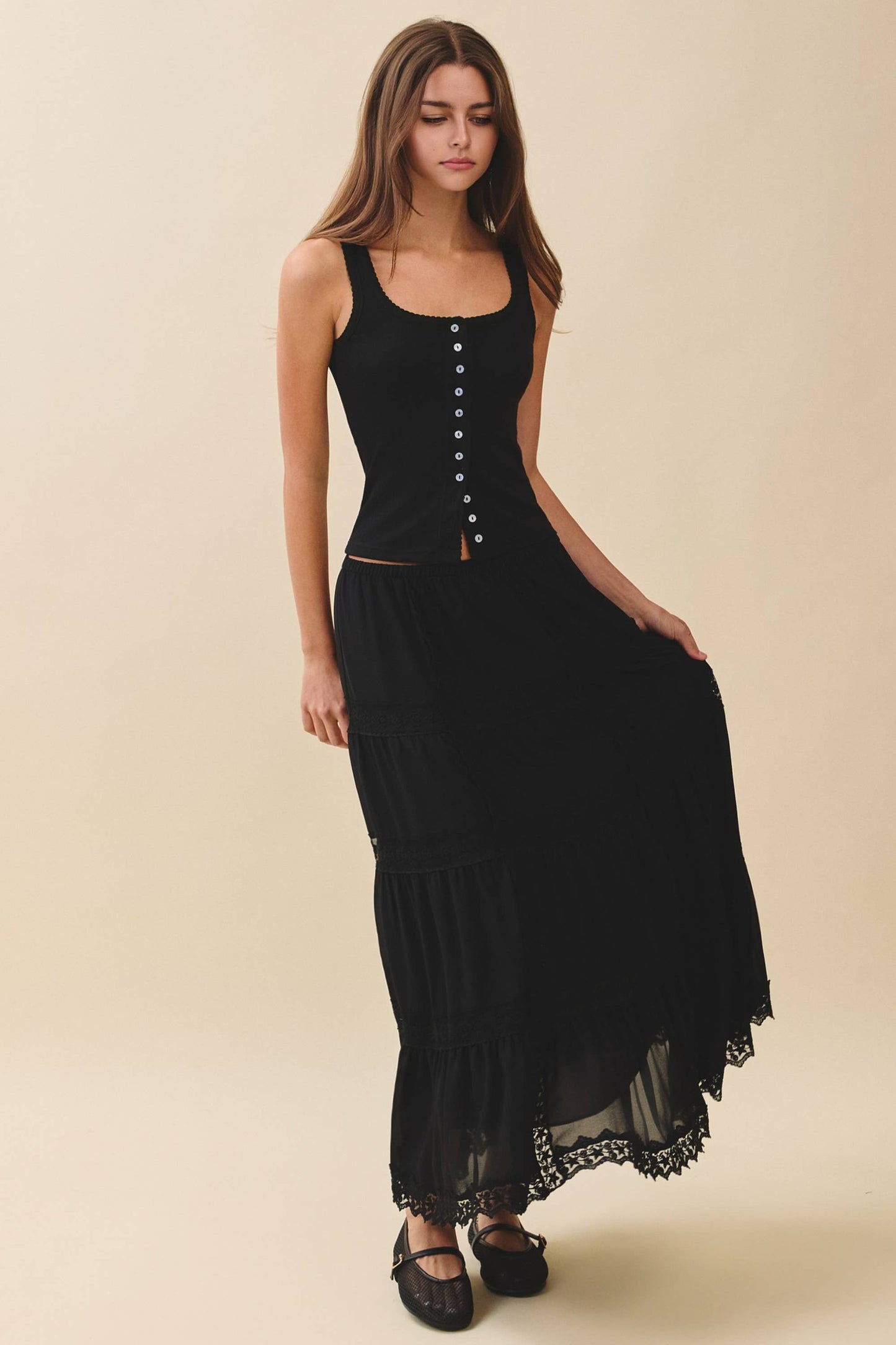 Sarah Pointelle Button Front Cami Tank - Multiple Color Options