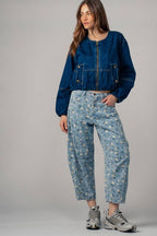Urban Daizy - Floral Print Relaxed Fit Denim Pants