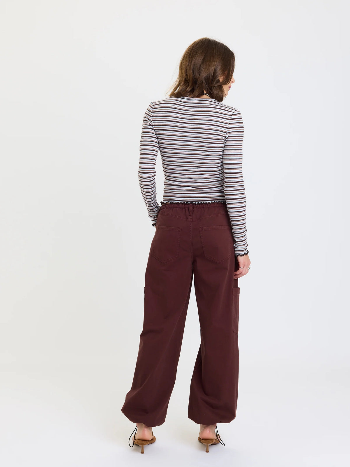 Daze Mirage Mid-Rise Cargo Harem Pants - Cherry Cola