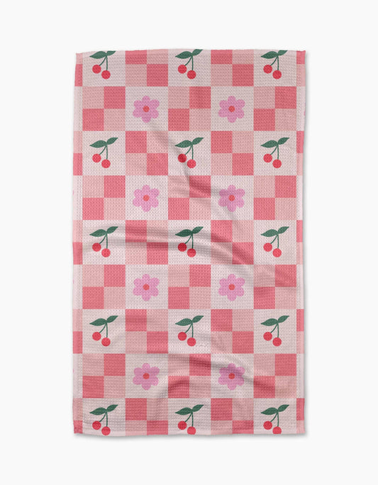 Geometry - Floral and Cherries Tea Towel