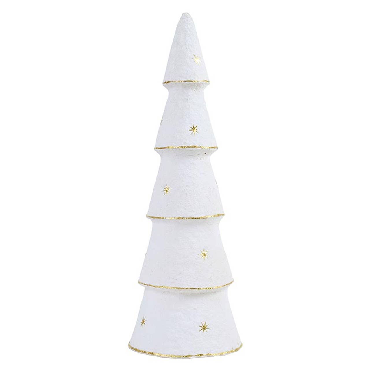 Santa Barbara Design Studio by Creative Brands - Paper-Mache Tree - White Gold Stars - Set of 3