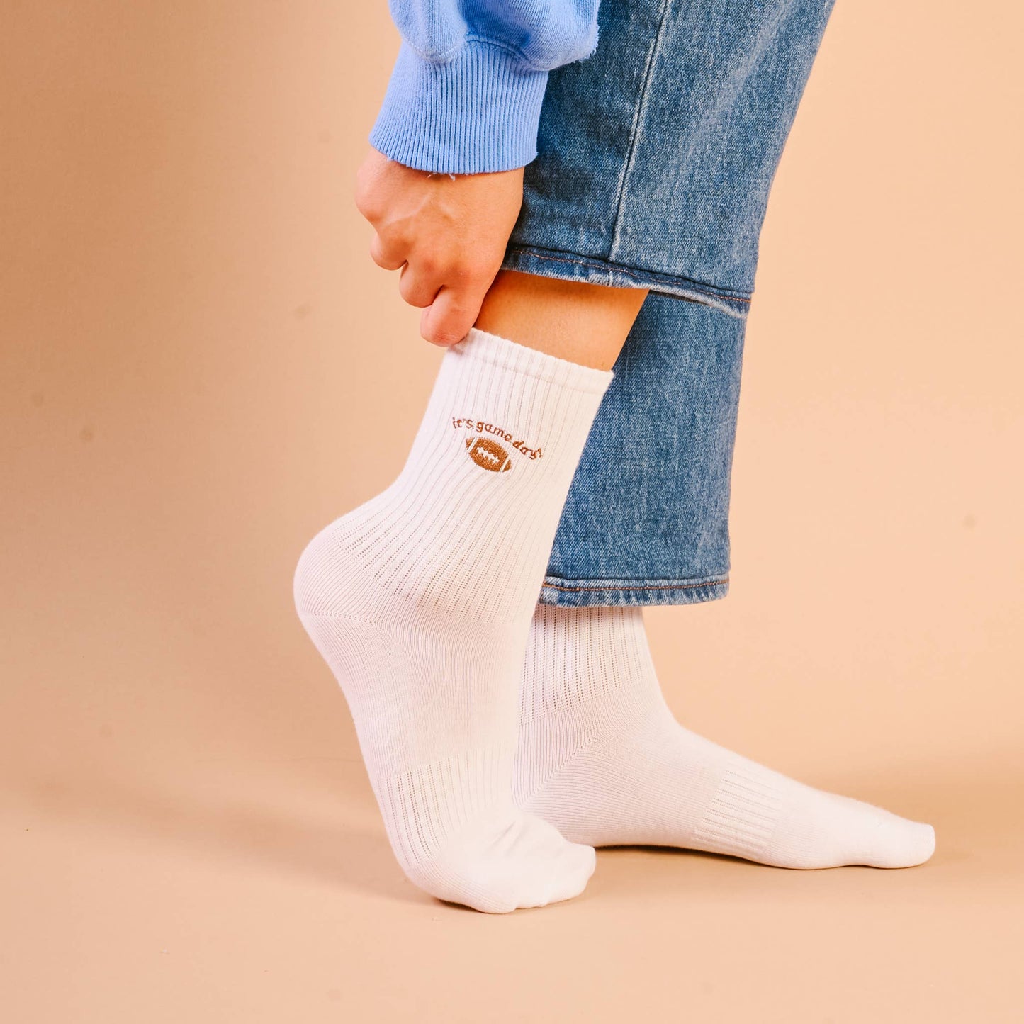 The Darling Effect - Embroidered Crew Socks-It's Game Day
