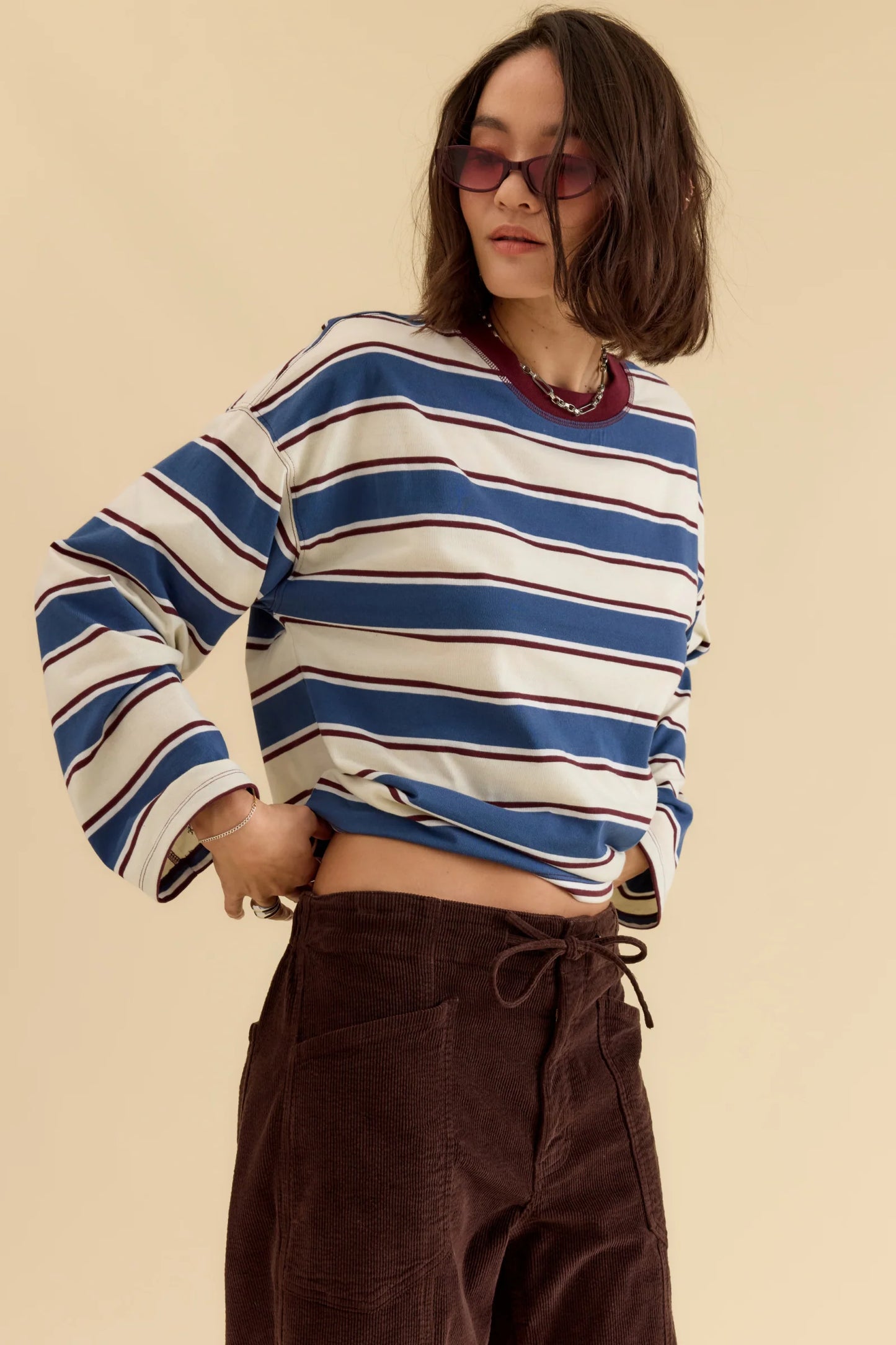 Daze Salinas Easy Long Sleeve Tee - Cove Stripe