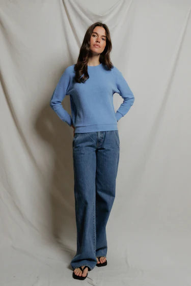 perfectwhitetee - ziggy inside out shrunken sweatshirt - pacific blue