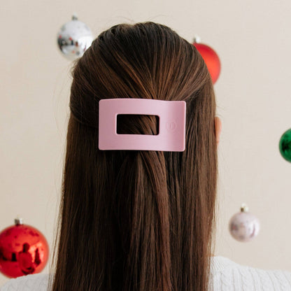 TELETIES - Flat Rectangle Hair Clip | Small | Merry Pinkmas