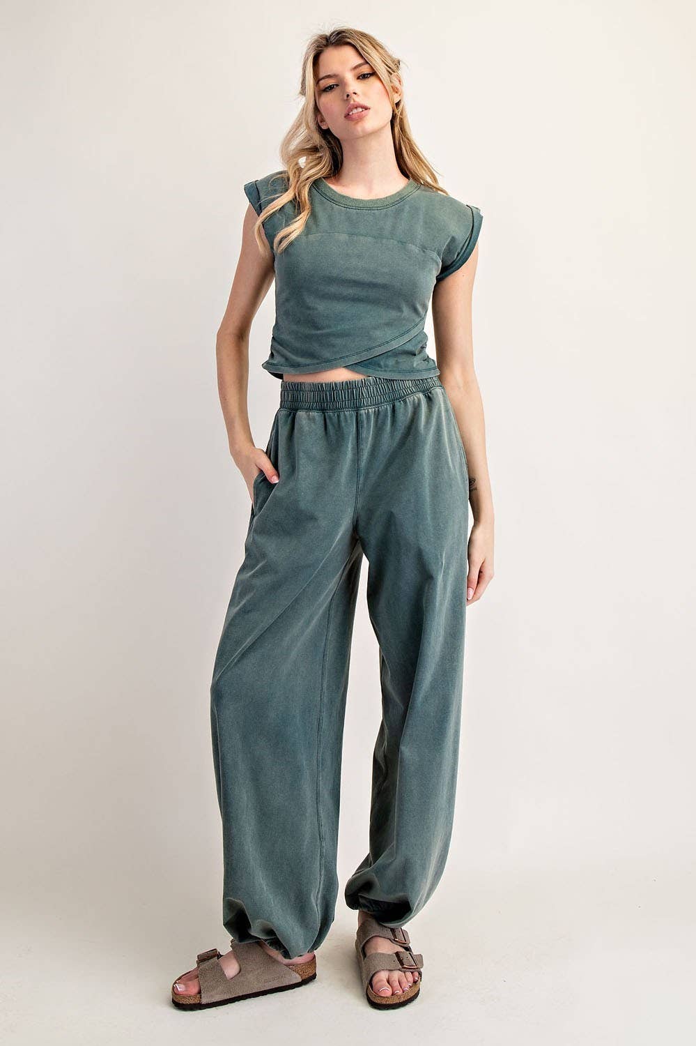 Aurora Mineral Washed Wrap Top