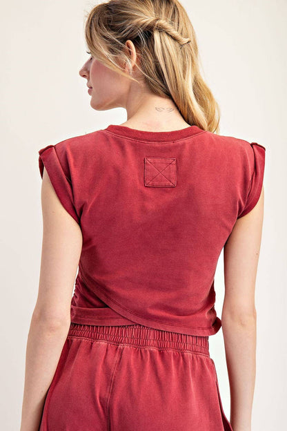 Aurora Mineral Washed Wrap Top