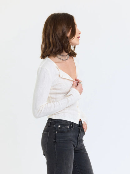 Daze Stargazer Pointelle Cardigan - Cloud Dancer