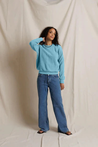 perfectwhitetee - ziggy inside out shrunken sweatshirt - milky blue