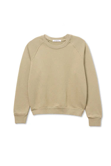 perfectwhitetee alexi french terry raglan crew sweatshirt - dark olive speckled