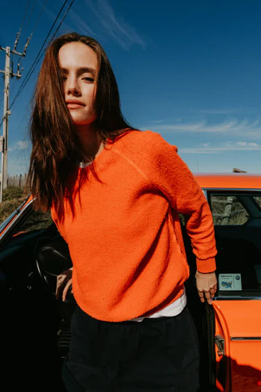 perfectwhitetee - ziggy inside out shrunken sweatshirt - clementine