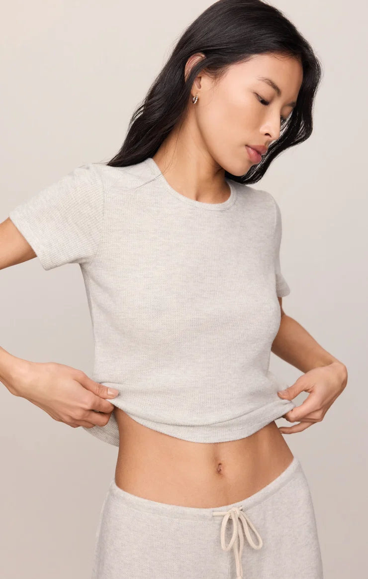 Z Supply Waffle Brushed Thermal Tee - Feather Grey