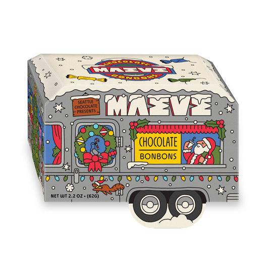 Seattle Chocolate Presents Maeve - NEW! Holiday - Santa's Camper Bonbon Box - 2.2oz