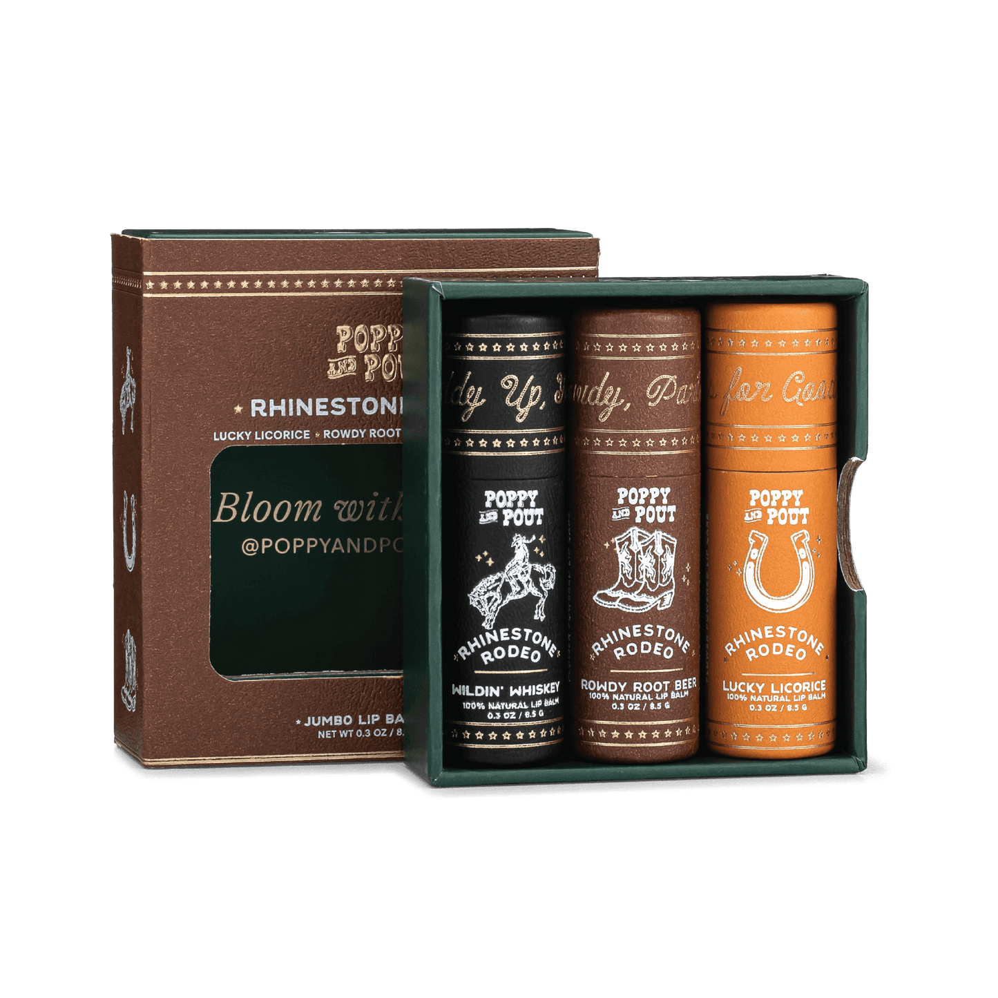 Poppy & Pout - Gift Set, Lip Balm Trio, Rhinestone Rodeo