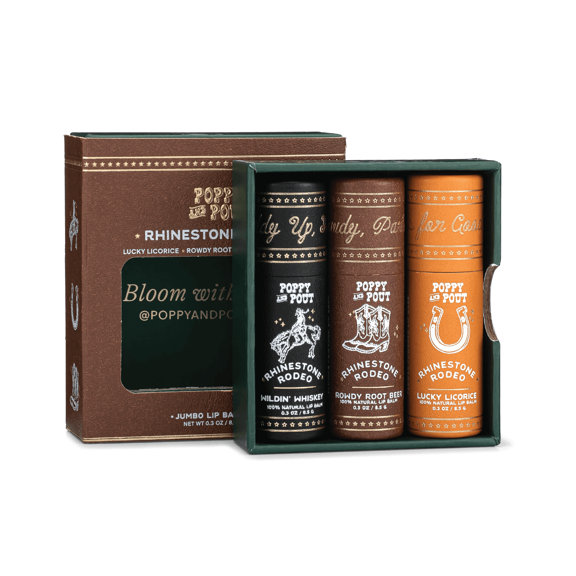 Poppy & Pout - Gift Set, Lip Balm Trio, Rhinestone Rodeo