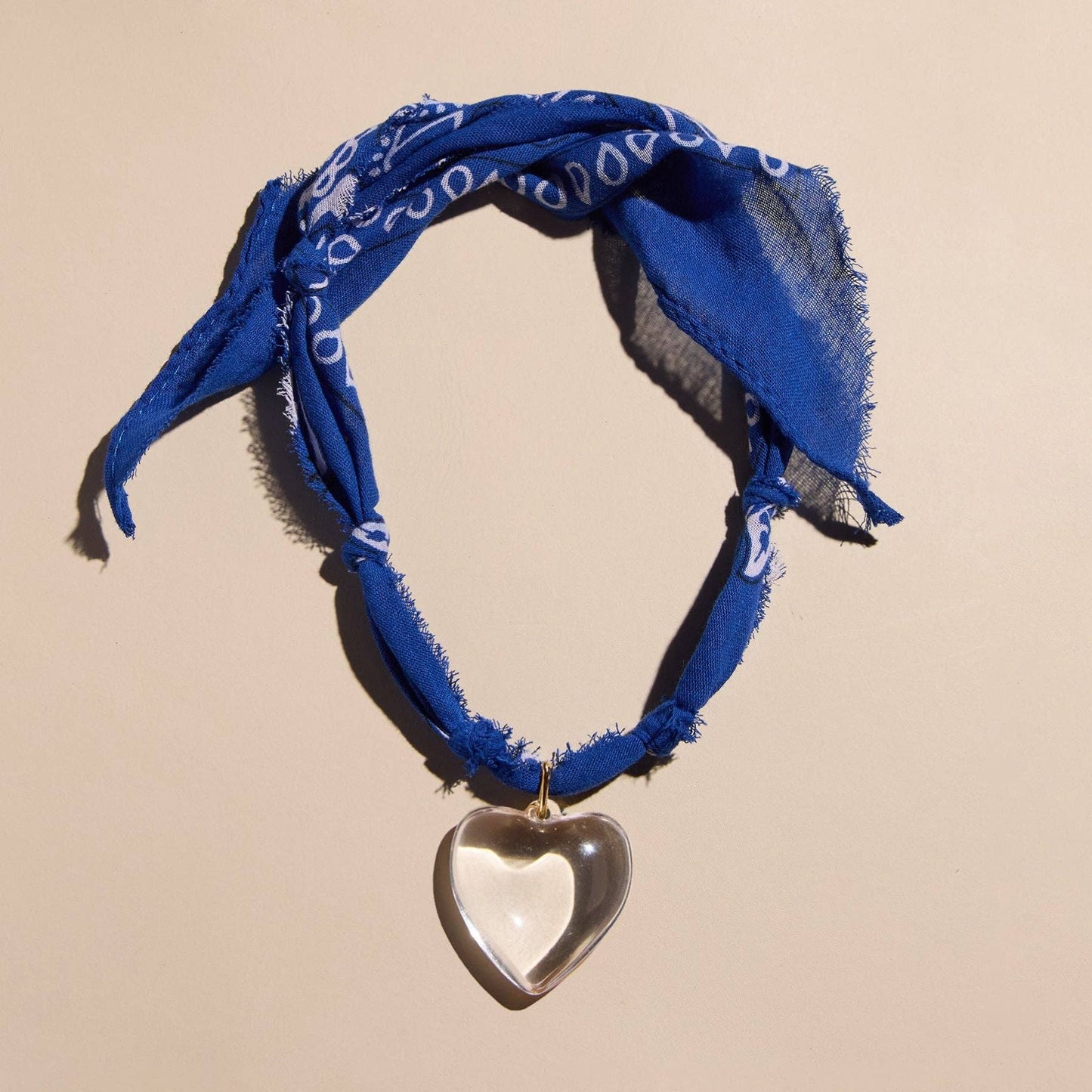 Nickel and Suede - Blue Bandana Necklace - Silver Sunburst