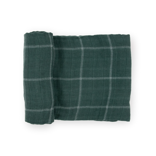 Little Unicorn - Cotton Muslin Swaddle Blanket - Evergreen Plaid