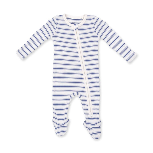 Angel Dear - Vintage Stripe Blue - 2 Way Zipper Footie