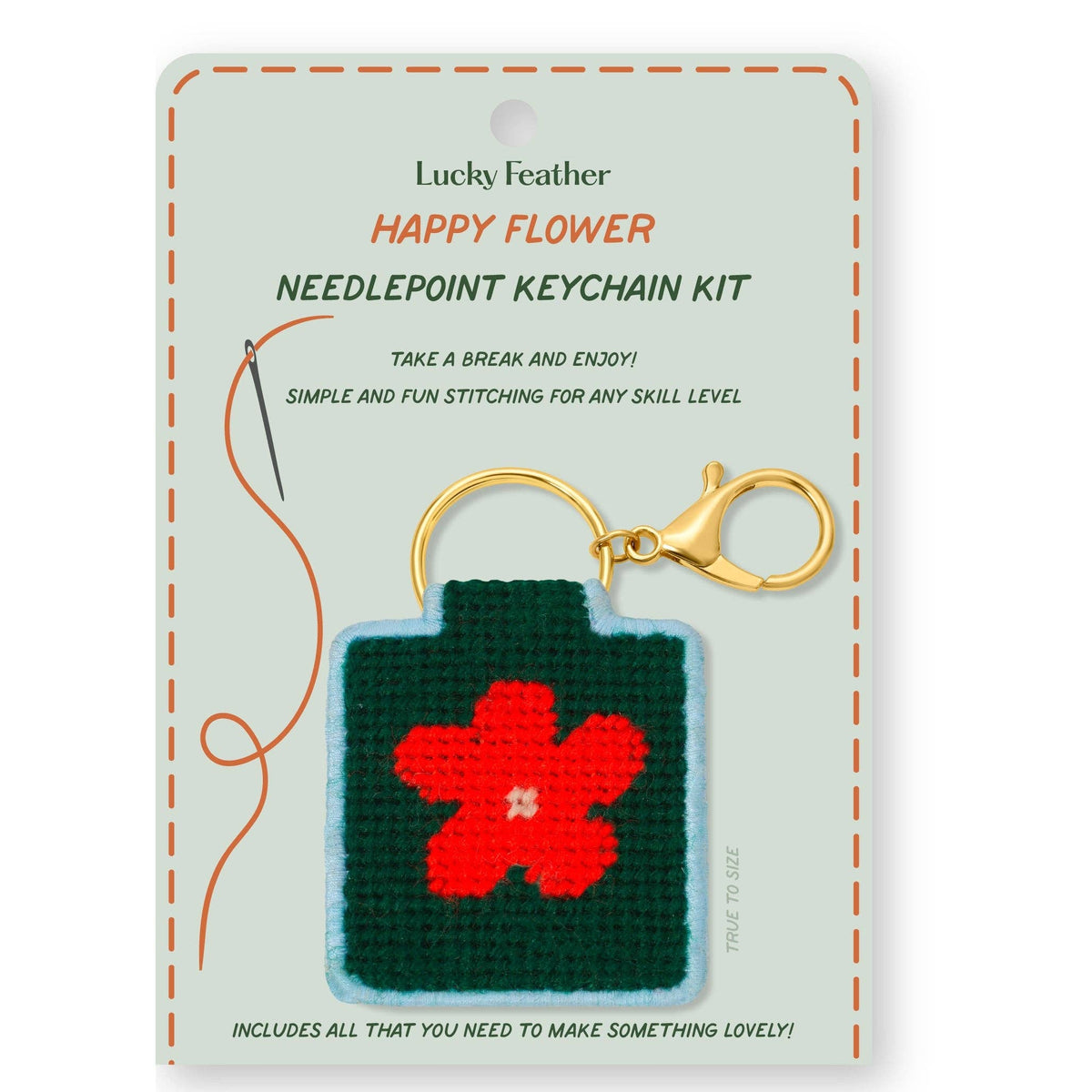Lucky Feather - Needlepoint Keychain Kit - Flower