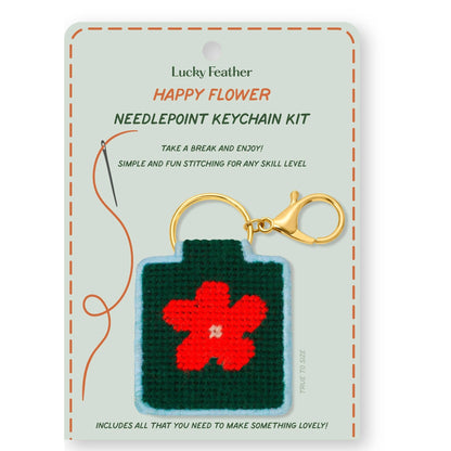 Lucky Feather - Needlepoint Keychain Kit - Flower