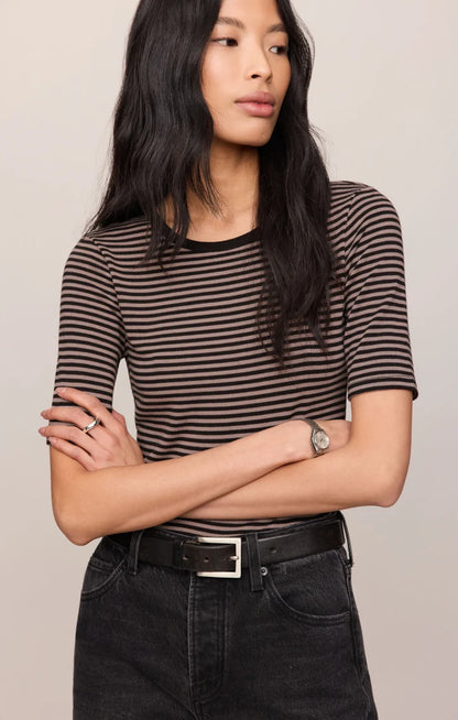 Z Supply Freida Striped Tee - Wild Mushroom