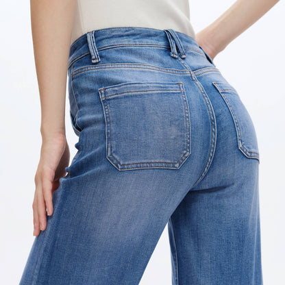 BAYEAS - HIGH RISE RELAXED STRAIGHT JEANS WITH RAW HEM