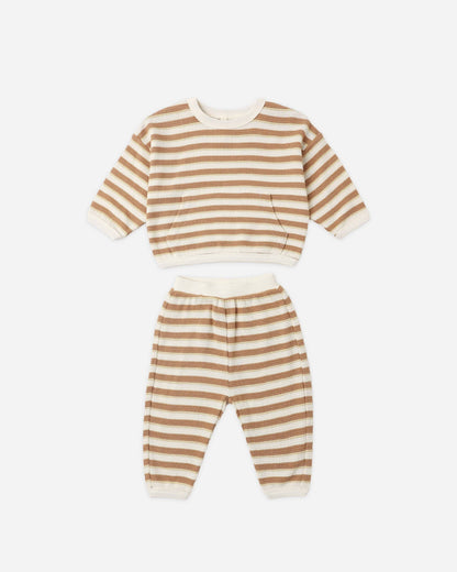 Quincy Mae - Waffle Slouch Set Spice Stripe