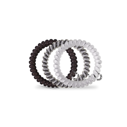TELETIES - Spiral Hair Coils | Small | Silver Flames Hair Ties