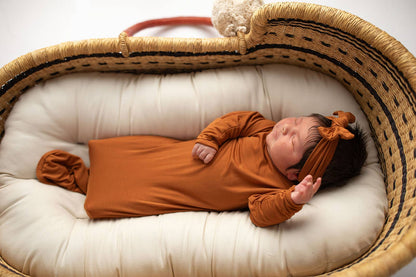 Three Little Tots - Saddle Longhorn Orange Western Knotted Newborn Baby Gown