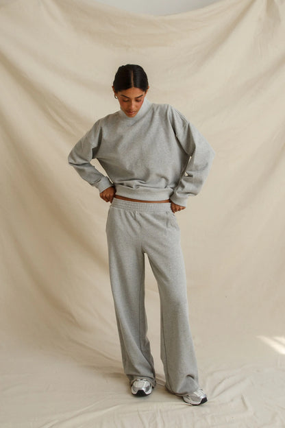 perfectwhitetee - leni french terry pull on pants with pockets - heather grey