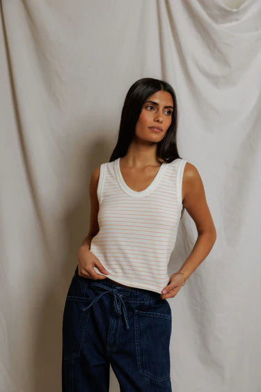 perfectwhitetee kendra brushed sweater tank  - clementine