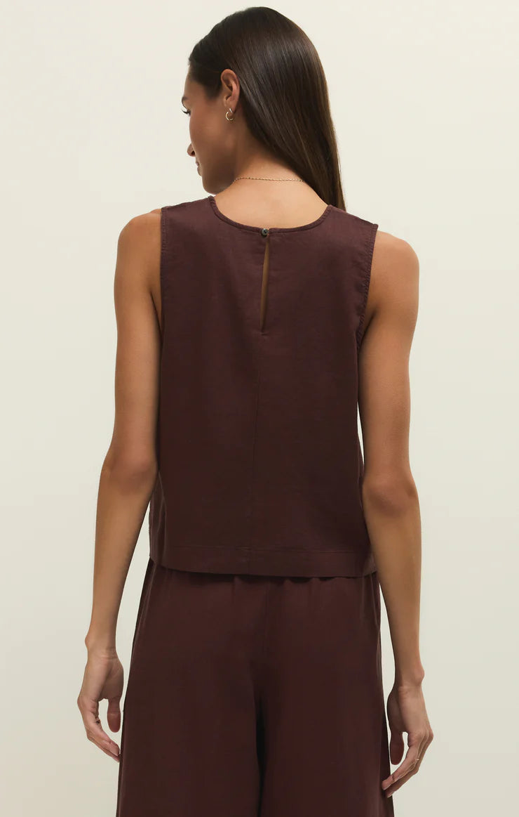 Z Supply - Sloane Linen Top - Chocolate Cherry