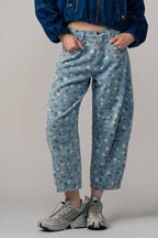 Urban Daizy - Floral Print Relaxed Fit Denim Pants