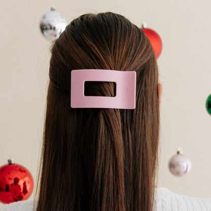 TELETIES - Flat Rectangle Hair Clip | Medium | Merry Pinkmas