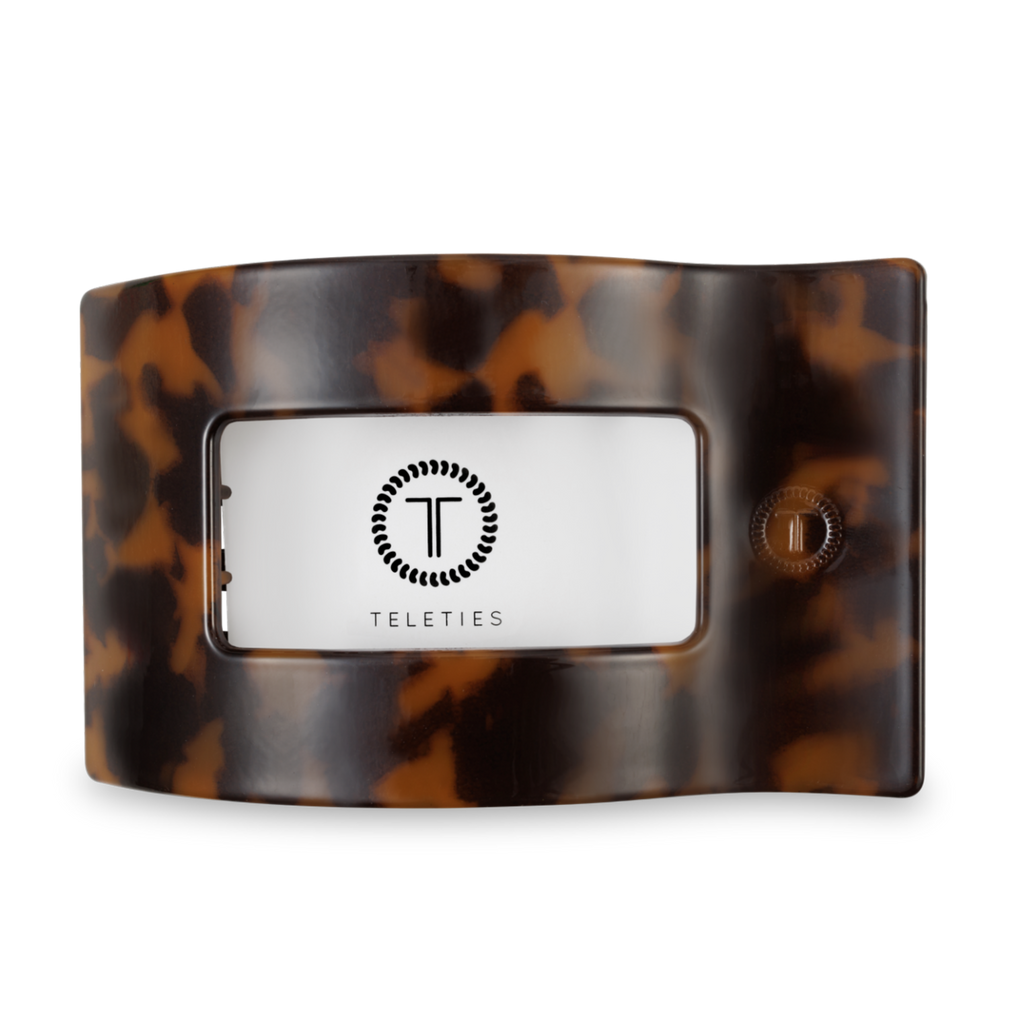 TELETIES - Flat Rectangle Hair Clip | Large | Tortoise