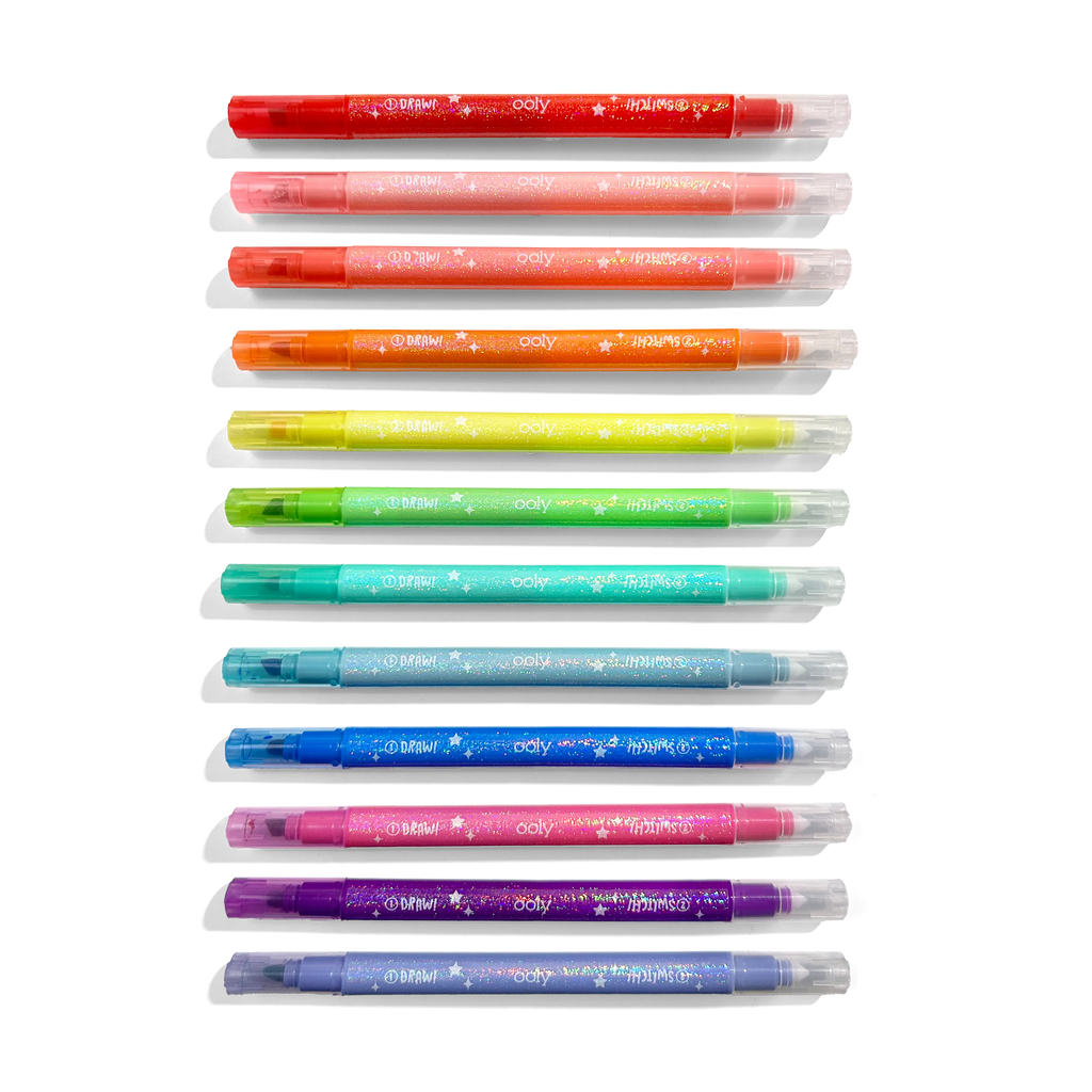 OOLY - Switch-Eroo Sparkle Glittery Color Changing Markers- 12 pc